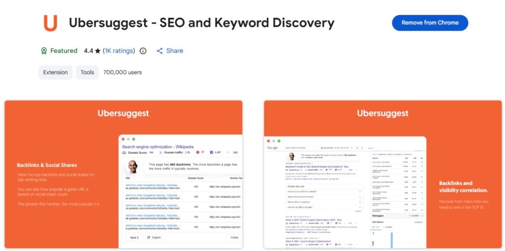 Ubersuggest Extension